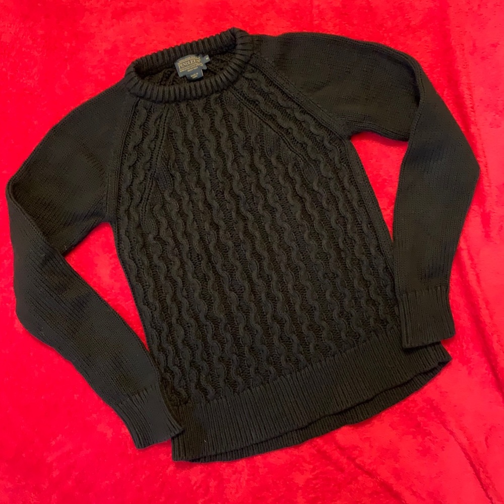 Cozy Pendleton cable knit sweater pullover black M